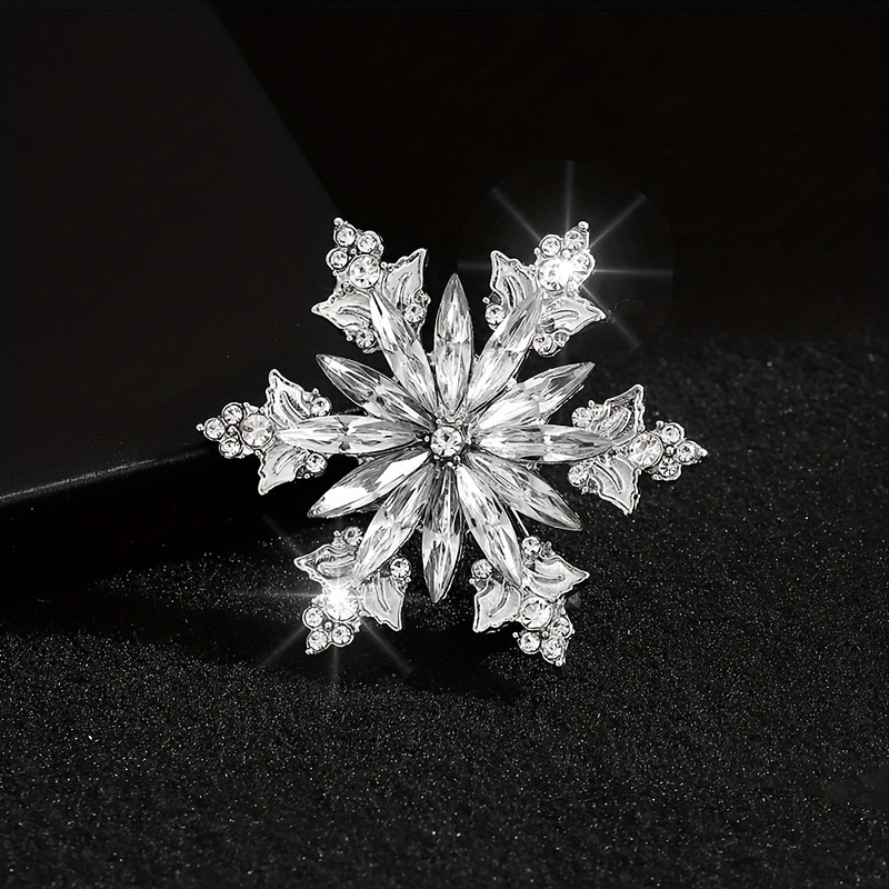 Stylish Rhinestone-encrusted Snowflake Brooch, Gift